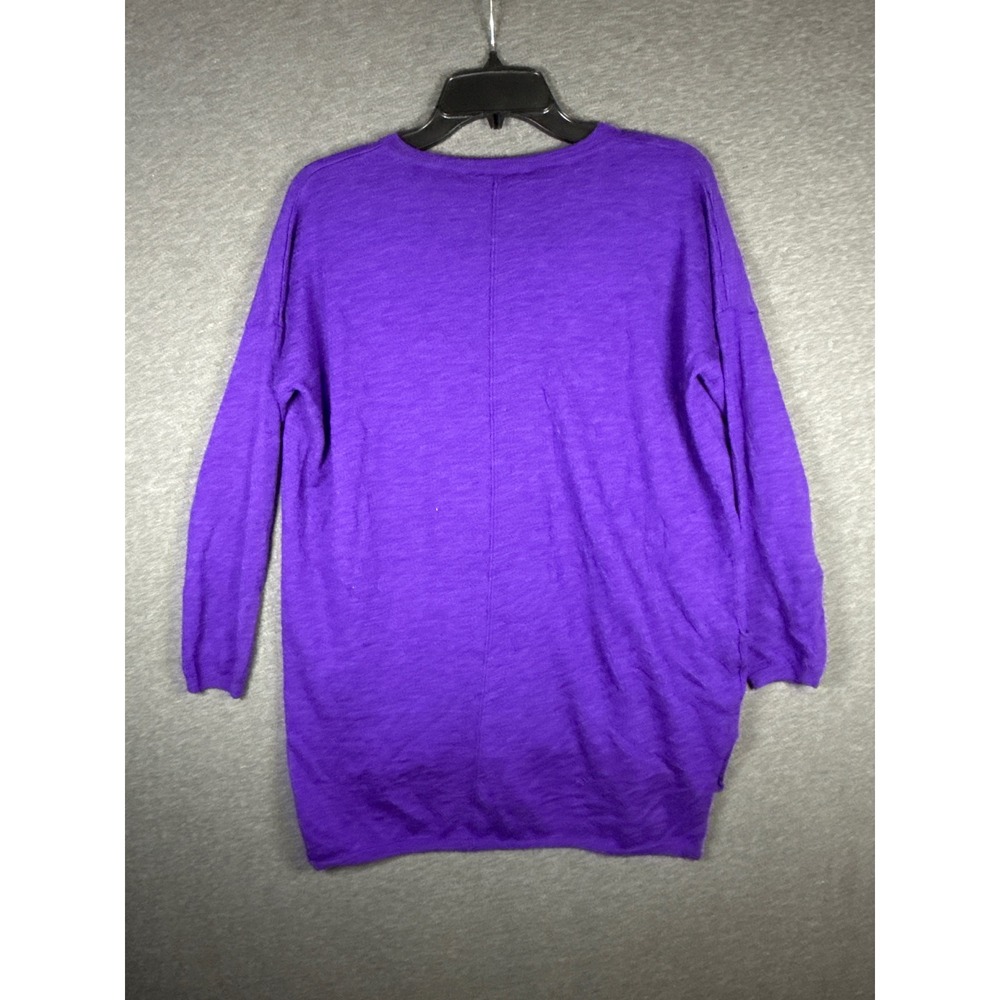 Eileen Fisher Merino Wool V-Neck Tunic Sweater Purple Pockets M minimalist chic - Picture 7 of 9